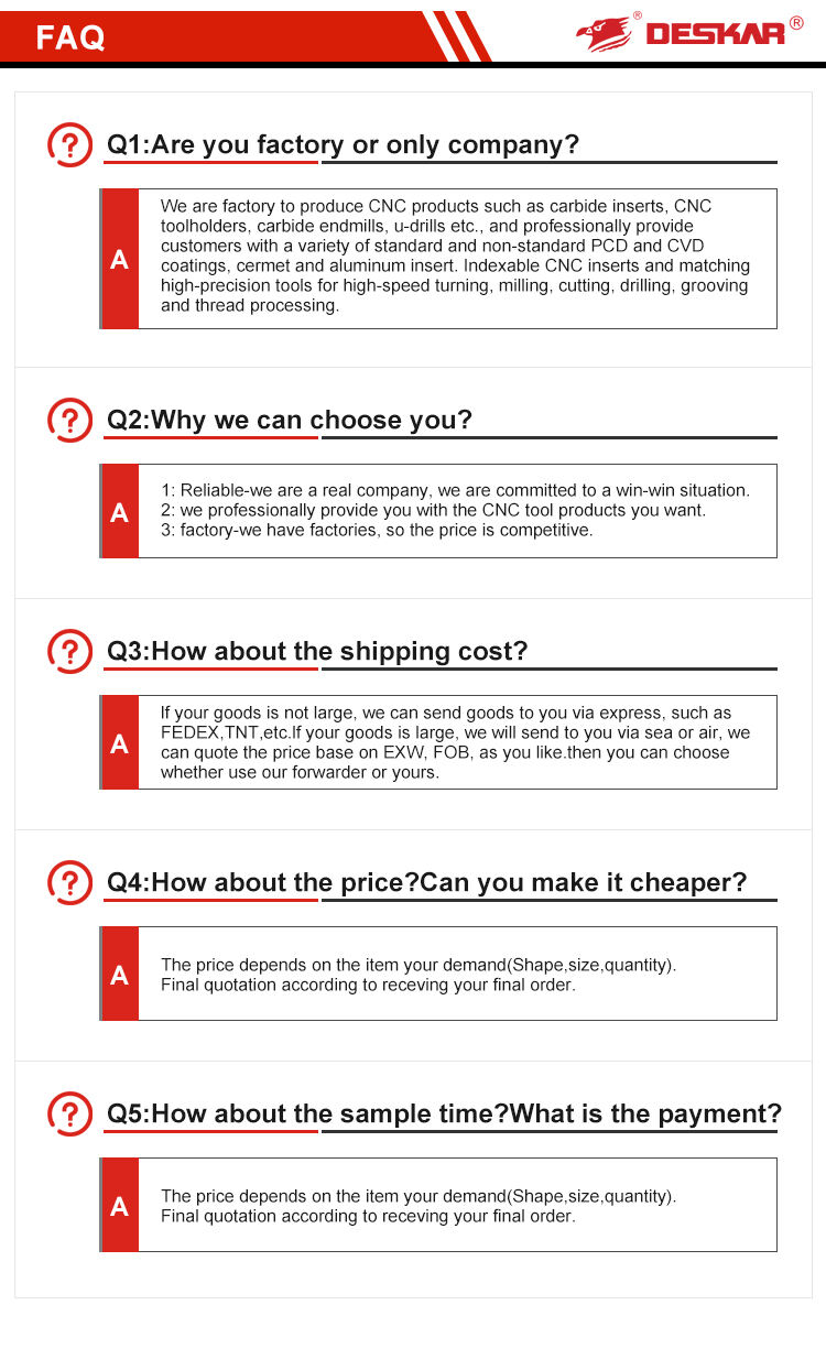 DESKAR 16 ER 2.0 ISO LF6118 Indexable Tungsten Carbide Threading Lathe Inserts for Threaded Lathe Holder manufacture