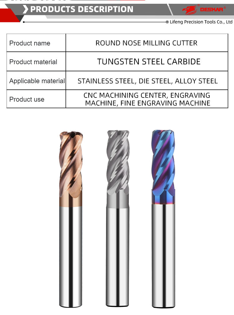 DESKAR HRC58 Carbide End Mills Tungsten Steel Alloy 4 Edge End Milling Cutter Coated Steel Hardened Milling Cutter cnc cutting manufacture