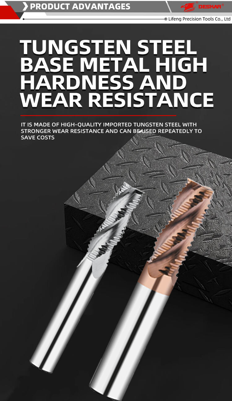 DESKAR Tungsten carbide rouging end mill for steel and aluminum with coarse skin cutter CNC Machine Wave edge milling cutter supplier